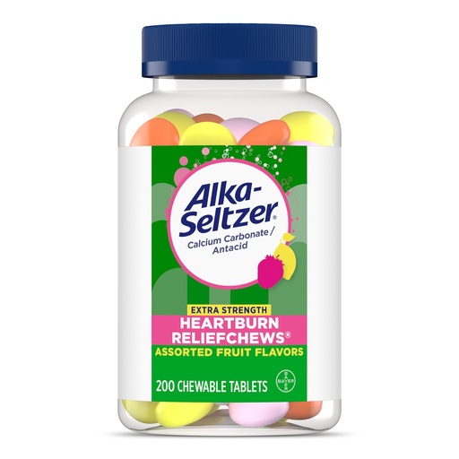 [BRSWYAYOOENREDQ2] Alka-Seltzer Extra Strength Heartburn ReliefChews, Antacid for Fast Heartburn & Acid Indigestion Relief On the Go, 200 Ct