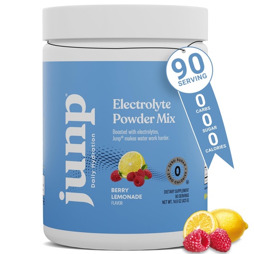 [BRSWYH37PN7WEADG] JUNP Electrolytes Powder No Sugar No Carbs – Berry Lemonade Keto Electrolyte Drink Mix - Potassium & Salt Hydration Powder Electrolytes - Zero Calorie Sugar Free Electrolyte Powder, 90 Servings