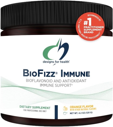 [BRSWYFDRCMHWMFDX] Designs for Health BioFizz Immune Powder - Vitamin C Drink Mix Supplement with Bioflavonoids, Zinc, 2000 IU Vitamin D + E - Fizzy Orange Flavor + Antioxidant Support (30 Servings / 120g)