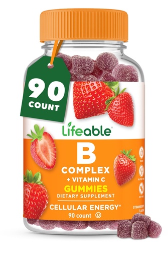[BRSWYZIYC56WK33J] Lifeable Vitamin B Complex Gummies for Adults | with Vitamin C | Great Tasting Vitamin B Gummies | for Energy and Nerve System | Vegan B Complex Vitamins for Women, Men | 90 Gummies