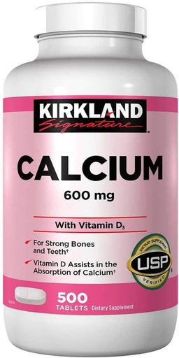 [BRSWGYDYCV5GODTH] Kirkland Signature Calcium 600 mg. with Vitamin D3, 500 Tablets (4 Pack)