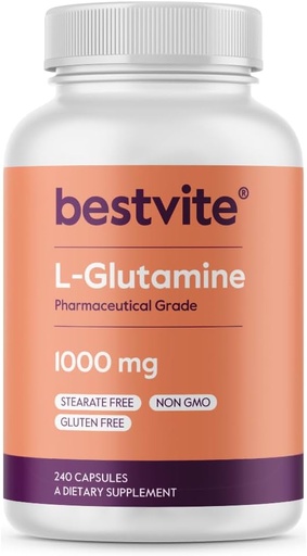 [BRSWIZIOO55BOCA7] BestVITE Filler-Free L-Glutamine 1000 mg / Capsule (240 capsules) - 自由形式 - 无 Stearates - 无 Gluten Free - 非 GMO - 纯 L Glutamine 补充 - 最大强度 Glutamine Capsules