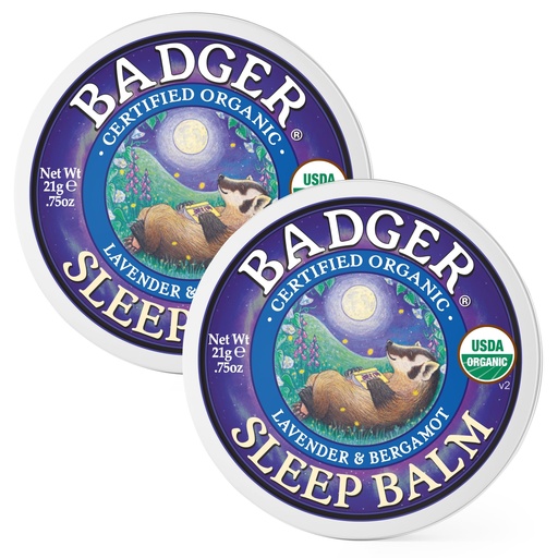 [BRSWKGYIOV5GM2DC] Badger Sleep Balm, Organic Essential Oil Aromatherapy Natural Sleep Balm for Adults & Kids, Relaxing & Calming Lavender & Bergamot Natural Sleep Support, .75 oz Tin, 2-Pack