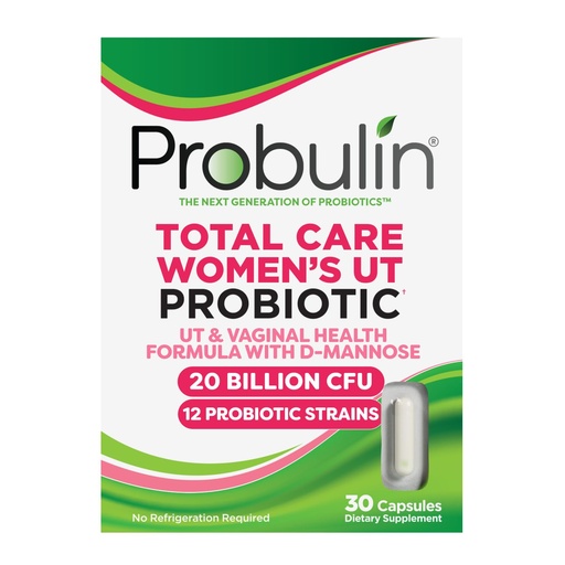 [BRSWYZDRCQCW2G3P] Probulin Total Care Women's Urinary Tract = Prebiotics + Probiotics + Postbiotics to Support a Healthy Vaginal Microbiome - 20 Billion CFU - 12 Strains - 30 Vegan Capsules