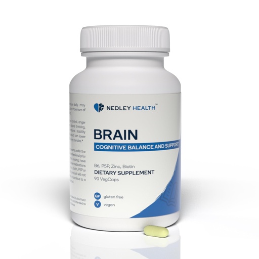 [BRSRAYL2C4MGG3DZ] Brain - Balanced Neurotransmitter Support Supplement - Zinc, B6, Biotin for Cognitive Function - 90 Veggie Capsules (Brain)