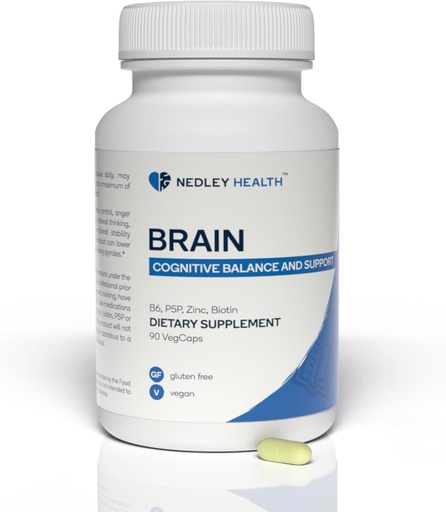 [BRSRAYL2C4MGG3DZ] Brain - supliment de suport neurotransmițător echilibrat - Zinc, B6, Biotina pentru funcția cognitivă - 90 Capsule vegetale (Brain)
