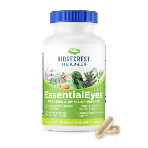 [BRSWKFIBOMOGYDLI] Ridgecrest Herbals EssentialEyes, Natural Eye Vitamin Supplements, Contains Lutein, Zeaxanthin, Bilberry Extract, Supports Eye and Vision Health (120 Vegan Caps, 30 Serv)