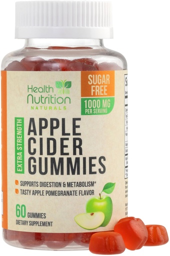 [BRSW2AI7CNYRG2DG] Apple Cider Vinegar Gummies - Sugar Free - Apple Cider Vinegar Powder 1000mg Per Serving - Max Strength ACV Gummy Vitamins - B12 & The Mother - Metabolism & Energy Support - Keto & Vegan - 60 Gummies