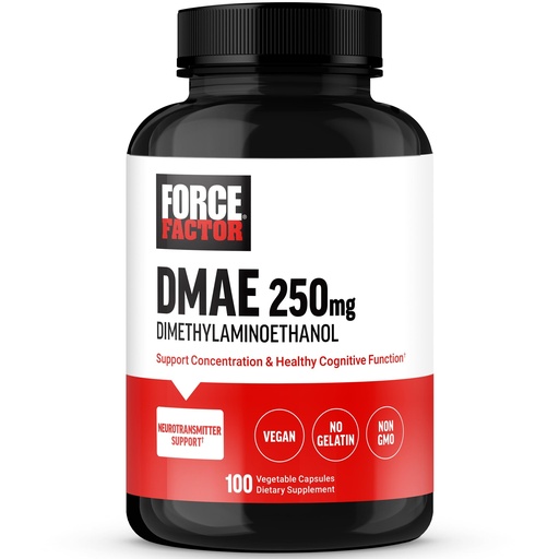 [BRSRAEADOQPWKD32] Force Factor DMAE Supplement for Concentration, Focus, and Healthy Cognitive Function, Brain Supplement & Neurotransmitter Support, Vegan, Non-GMO, 100 Capsules