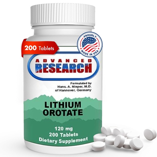 [BRSWIYQ7BMFACYLA] Dr. Hans Nieper Lithium Orotate 5mg, 200 Count, Lab Tested, Non-GMO, Gluten Free, Vegan Friendly, Supports Brain Health