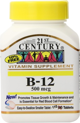 [BRSWIAATBEBRCD3G] 21st Century B-12 500 mcg Tablets, 110-Count (Pack of 3)