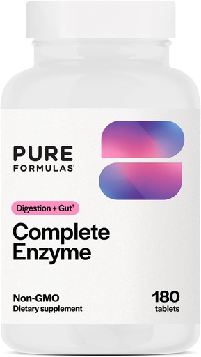 [BRSRAZDQPJ6REC3G] PureFormulas Complete Enzyme | Pancreatic Enzymes 1000mg (Full Strength) | Pancreatin Digestion Supplement with Protease, Amylase & Lipase | Digestive Support | Dairy, and Soy Free 180 Tablets