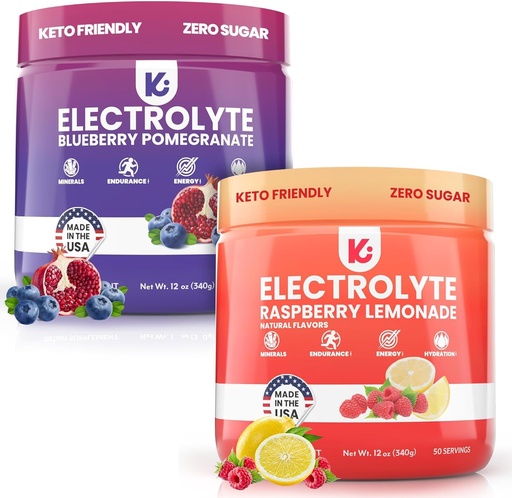 [BRSRA2Q5OR6R63QU] Keppi Keto Electrolytes Powder Bundle No Sugar - Zero Carbs - Made in USA - Advanced Hydration, Performance & Recovery - Raspberry Lemonade & Blueberry Pomegranate Flavor - Mixes Easily No Clumps