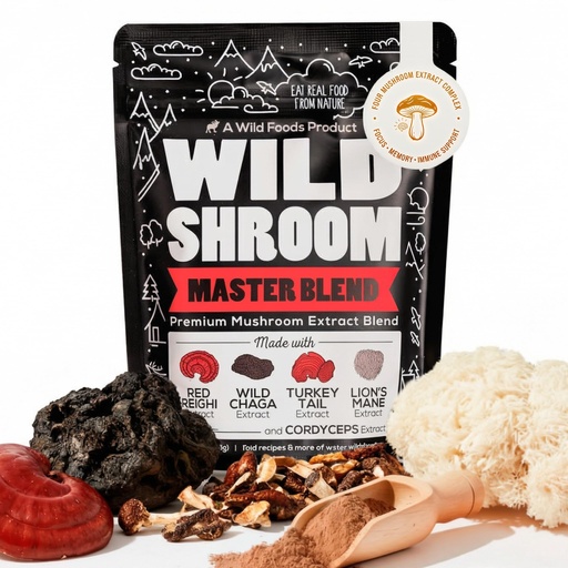 [BRSWGFQ5AAPA4H3K] Wild Foods Wild Mushroom Blend-Supercharged Reishi, Chaga, Cordyceps, Turkey Tail and Lion’s Mane - 4Oz Pack- Adaptogenic Stress Reducer for Increased Mental Clarity-Nootropic Liquid Blend for Coffee