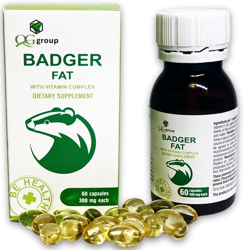 [BRSW2AAODMOQE3Q6] QG skupina Badger Fat přírodní zdroj polynenasycených mastných kyselin - 60 tobolek, 300 mg