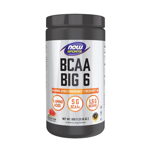 [BRSWECQ5OQNRGHI3] NOW Foods Sports Nutrition, BCAA (Branched Chain Amino Acids) Big 6, Watermelon Flavor, 600 Grams