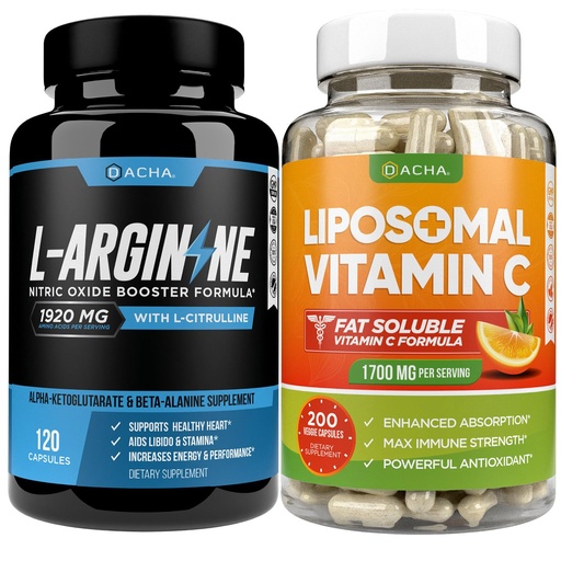 [BRSWYGLRCMJW223H] Max Strength Nitric Oxide Booster Bundle – L-Arginine & Liposomal Vitamin C, With L Citrulline, Ascorbyl Palmitate, Natural Absorb Boost Formula To Support Exercise Energy, Immune Health, Slim Look