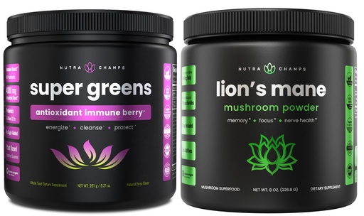 [BRSRA2Y3O4IGGYLX] NutraChamps Super Greens Antioxidant & Lion's Mane Powder. Digestive, Immunity & Adaptogen Support