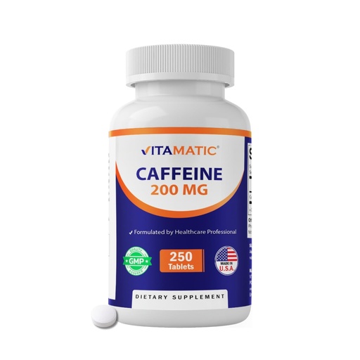 [BRSROCD7CECAACY2] Vitamatic Caffeine Pills 200mg per Serving, 250 Vegetarian Tablets
