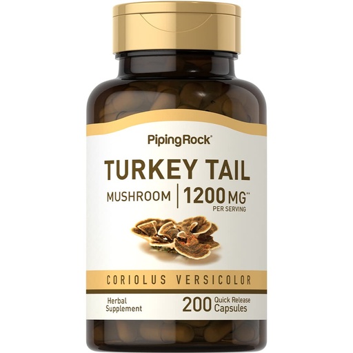 [BRSRM2Q5BFYW2ADK] Piping Rock Turkey Tail Mushroom Capsules | 200 Pills | Coriolus Versicolor | Herbal Extract Supplement for Men and Women | Non-GMO, Gluten Free
