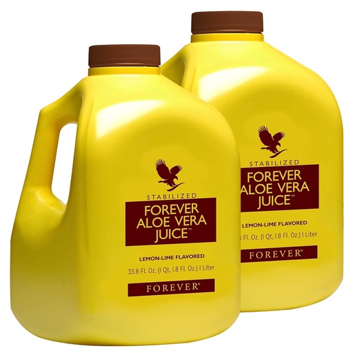 [BRSWGHA7PN5QIDY6] Forever Living - Aloe Vera Juice - Lemon Lime Flavor s čistou vnitřní Leaf Gel - Podporuje potravu a imunitu - 1L každý (balení po 2)
