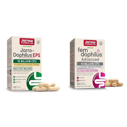 [BRSRAYANOYBQO2Y2] Jarrow Formulas Probiotics Bundle with Jarro-Dophilus EPS 10 Billion CFU 120 Caps and Fem-Dophilus Advanced 10 Billion CFU 30 Caps