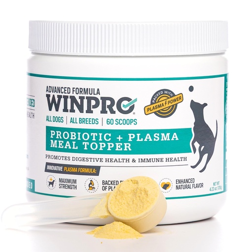 [BRSRMEIZAUNBU3TJ] WINPRO Dog Probiotic Powder Meal Topper, Spray Dried Plasma with Prebiotics and Probiotics for Digestive Support and Gut Health for Dogs, All Breeds, Ages, and Sizes, 60 Scoops, Made in USA