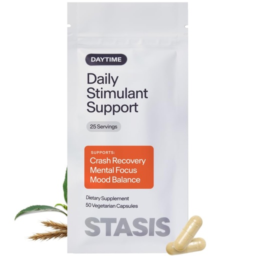 [BRSRAGAKAUHAYYI4] Stasis Daytime Stimulant Support Supplement for Adults with Shoden Ashwagandha, CoQ10, Saffron & L Theanine, Daily Energy & Focus Capsules, No Crash, No Jitters, No Brain Fog, Vegan, 25 Servings