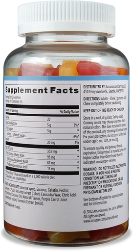 [BRSRO2T7OEPQ2EI7]   Basics Fish Oil 303 mg, Lemon, Orange & Strawberry-Banana Flavors, 90 Gummies (2 per Serving), EPA and DHA Omega-3 Fatty acids (Previously Solimo) (Pack of 2)