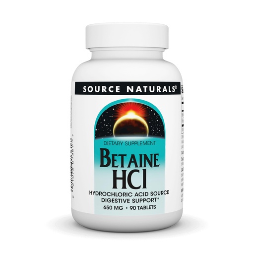 [BRSWKFYACN7A23LA] Source Naturals Betaine HCL 650mg, Inc. 90 Tabs
