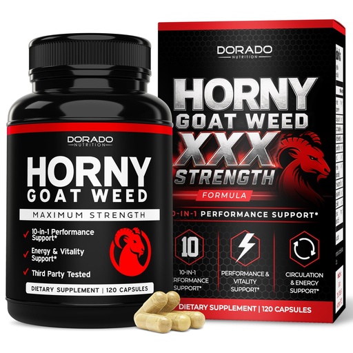 [BRSRMADRCN5QOAD5] Horny Goat Weed For Men and Women - [Maximum Strength 1590mg] Maca, Ginseng, L-Arginine, Tribulus - Premium Hornygoatweed - Icariin Epimedium For Men - 3rd Party Tested - USA Made - 120 Count