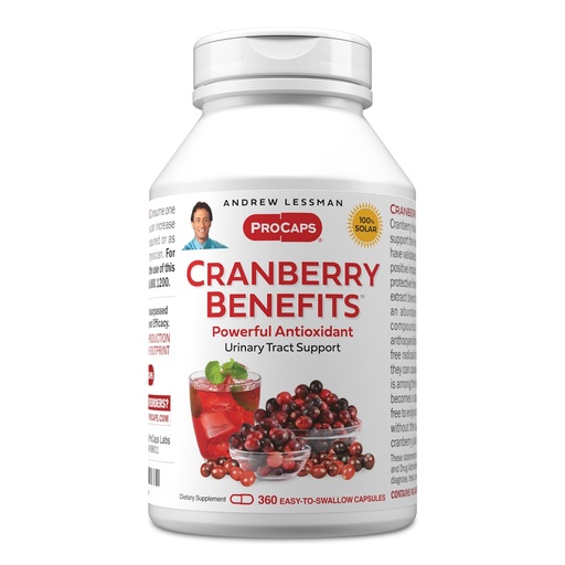 [BRSWGBABAUCQOC34] ANDREW LESSMAN Cranberry Benefits - 360 Capsules - Supports Bladder, Kidney and Urinary Tract Health. High Potency Standardized Extracts of Cranberry Fruit, Small Easy to Swallow Capsules