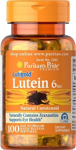[BRSWIZQ3OV7G2H3O] Puritans Pride Lutein 6 Mg With Zeaxanthin Softgels, 100 Count
