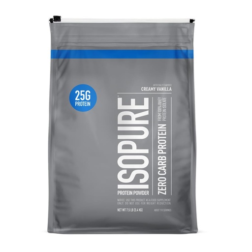 [BRSWIY34CIIRKYLO] Isopure Zero Carb 100% Pure Whey Isolate Protein Powder, Gluten Free, With Vitamins, Creamy Vanilla, 25g Protein Per Serving, 7.5 Lbs, 110 Servings (Packaging May Vary)