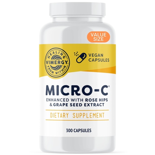 [BRSROGD4CB5AYEQ3] Vimergy Micro-C® Vitamin C Capsules – 500mg per Capsule, Supports Immune Health*, Promotes Collagen Production, Supports Healthy Bones*, Kosher, Vegan & Gluten-Free, Value Size 300 Capsules