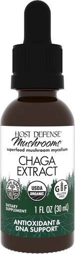 [BRSWIEA4CYCRQH3O] Host Defense Chaga Extract - Immune System Support Supplement - Chaga Mushroom for Antioxidant Activity Support - תוספי מזון נוזלי Mushroom - 1 fl oz (30 משרתים)