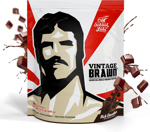 [BRSWGYYCAF7BGELF] Vintage Brawn – Muscle-Building Protein Powder Isolate for Men & Women – Post-Workout & Anytime Recovery Drink – Premium Protein Isolate Sources: Egg, Milk, Beef – Rich Chocolate Flavor - 2.1 Lbs.