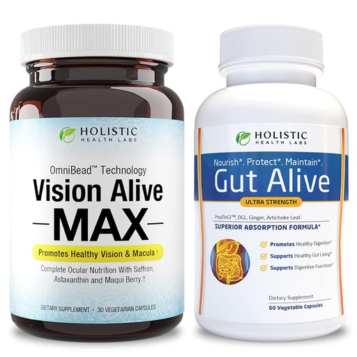 [BRSRMZQNOJ4BGA3J] Bright Eyes and Healthy Gut Bundle | Lutemax® 2020, Bilberries, Blueberries, c3g from Black Currant, Maqui Berry, Saffron, Astaxanthin | Ginger, Artichoke Leaf, Licorice Root & Zinc Carnosine