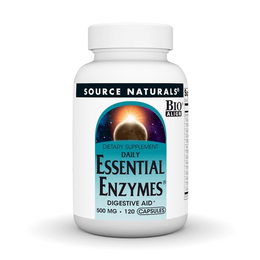 [BRSWIYTQAYIRWDDM] Source Naturals Essential Enzymes 500mg Bio-Aligned Multiple Supplement Herbal Defense for Digestion, Gas & Constipation Relief - Strong Immune System Support* - 120 Capsules