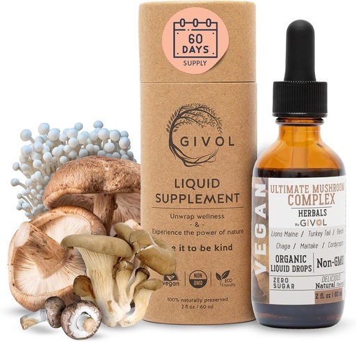 [BRSRMBQ5CIHGEFLA] Ultimate Immune Mushroom Complex Liquid Drops: Dynamic Herbal Blend for Enhanced Performance & Energy, Fresh Lion's Mane, Reishi, Chaga Extracts, Vitamins, 60 Days Supply