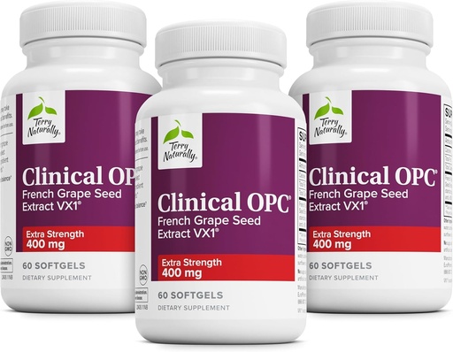 [BRSWKFD6CEFBWDQ7] Terry Naturally Clinical OPC Extra Strength - Cardiovascular Health & Focus Support - Supplement with Grape Seed Extract - Immune Support Supplement - 60 Softgels (Pack of 3)