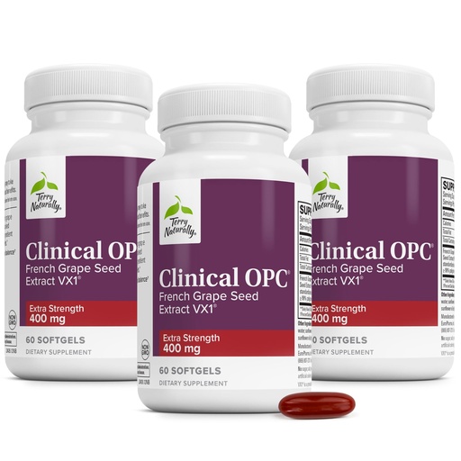 [BRSWKFD6CEFBWDQ7] Terry Naturally Clinical OPC Extra Strength - Cardiovascular Health & Focus Support - Supplement with Grape Seed Extract - Immune Support Supplement - 60 Softgels (Pack of 3)