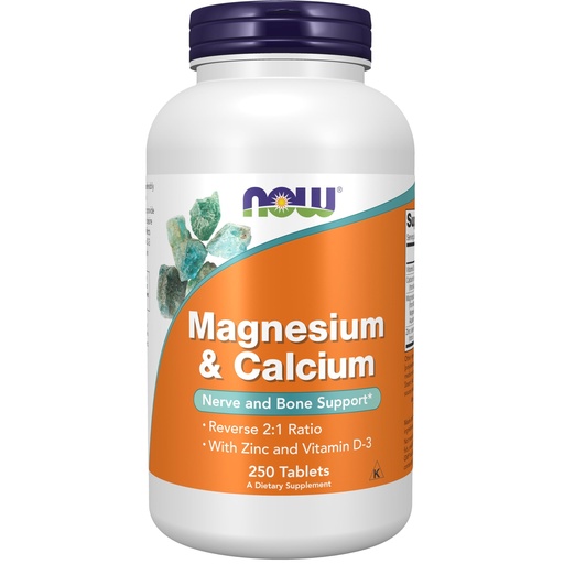 [BRSWIY32BQPGIELE] NOW Foods Supplements, Magnesium & Calcium, With Zinc and Vitamin D-3, Nerve and Bone Support*, 250 Tablets