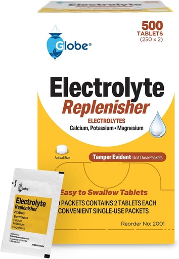 [BRSROGI2O4JQIYD6] Globe Electrolyte Náhradní tablety pro rychlou hydrataci a cvičení Recovery (500 Tablet, 250 Packets of 2) pro sportovce, turistika a sporty, Cestovní balíčky s klíčovými živinami pro optimální vytrvalost