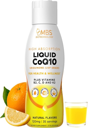 [BRSW2BQLBECAIG33] Liquid CoQ10 120mg of Bioavailable Ubiquinone for Superior Absorption. Support Heart, Bone, and Skin Health with a Natural Antioxidant. 35 Servings in a Convenient 17 oz Bottle.