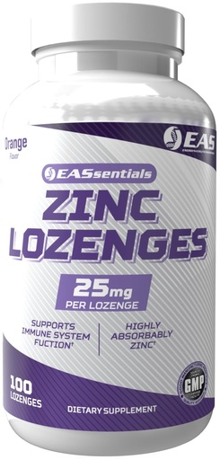 [BRSROAQEAUDQIFDH] EAS Zinc Lozenges | Highly Absorbable with No Fillers or Additives | Supports Immune Function | Gluten Free, Non GMO | 100 Lozenges (Orange Flavor)
