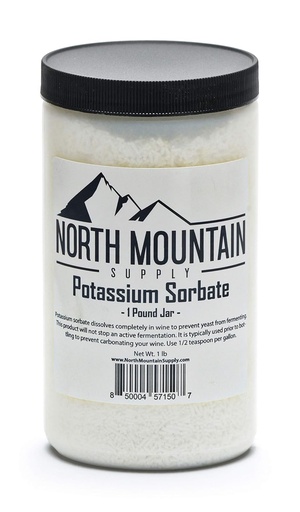 [BRSRMFIYBYDQ4CQ3] North Mountain Supply Food Grade Potassium Sorbate Stabilizer for Wine, Brewing, and Food Preservation – 1 Pound Jar