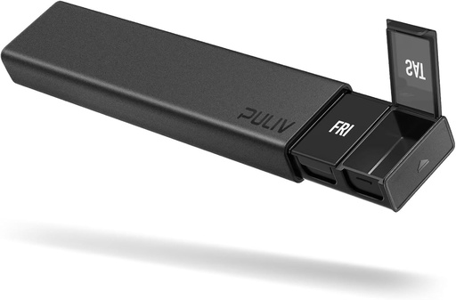 [BRSRMEIZBYAWA3DH] PULIV Dual Black Lightproof Weekly Pill Organizator, Extra duży Pigułka podróży 7 Dzień z ochrony prywatności Design, BPA- Free Codzienne Pigułki skrzynie na witaminy, Oleje rybne, Leki, Suplementy