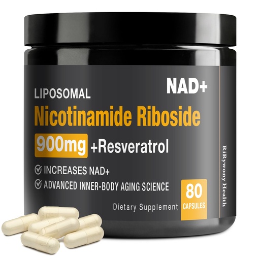 [BRSRAFIZAQPQOFL4] NAD Supplement - NAD+ with Nicotinamide Riboside (NR) and Resveratrol Quercetin 900mg Pure Organic NAD Plus for Cellular Repair Healthy Aging Brain Function, 80 Capsules