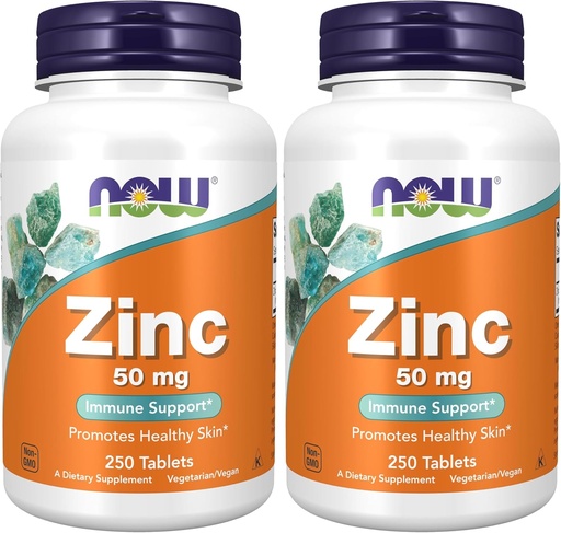 [BRSRAY3ROACREC33] NOW Supplements, Zinc (Zinc Gluconate) 50 mg, Supports Enzyme Functions*, Immune Support*, 250 Tablets (Pack of 2)